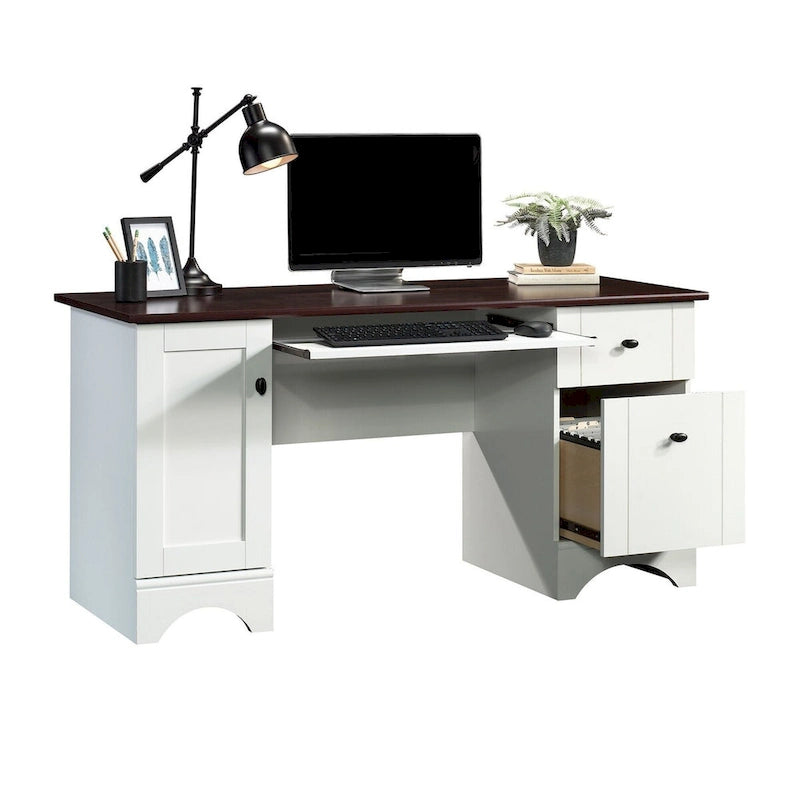 Bureau informatique moderne avec étagère de rangement, table d'étude pour petits espaces