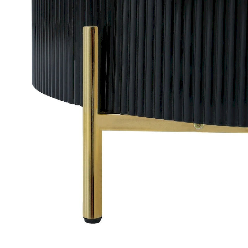Table basse ronde moderne avec 2 grands tiroirs de rangement, table d'appoint avec plateau à motif marbre