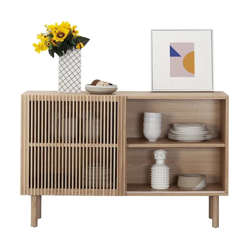 Buffet vaisselier en chêne de 48 po avec armoire de rangement