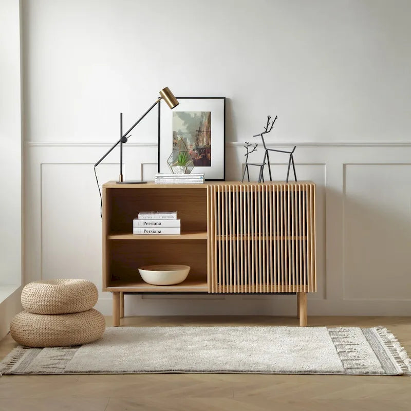 Buffet vaisselier en chêne de 48 po avec armoire de rangement