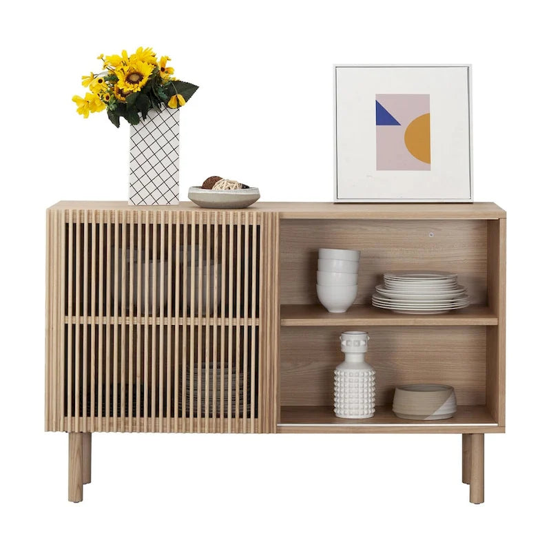 Buffet vaisselier en chêne de 48 po avec armoire de rangement
