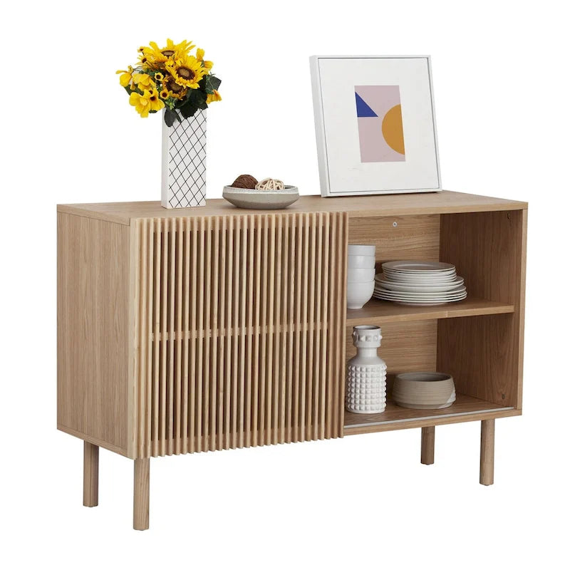Buffet vaisselier en chêne de 48 po avec armoire de rangement