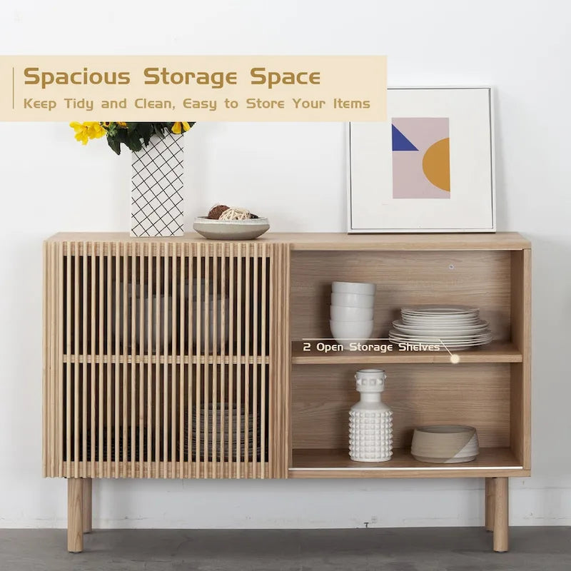 Buffet vaisselier en chêne de 48 po avec armoire de rangement