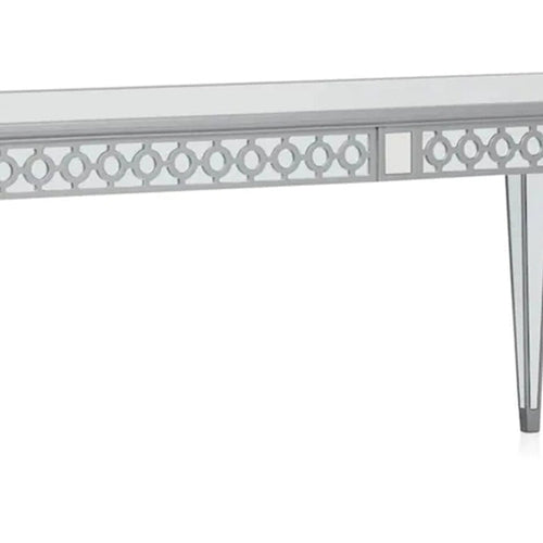 Table de salle à manger 72-90 pouces, plateau rectangulaire extensible, miroir, argent