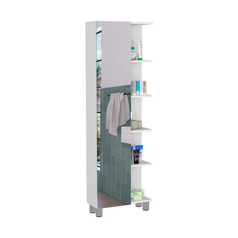 Armoire de toilette avec 4 étagères réglables – Finition wengé noir, Rangement sur pied