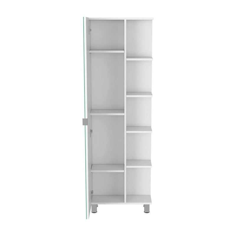 Armoire de toilette avec 4 étagères réglables – Finition wengé noir, Rangement sur pied