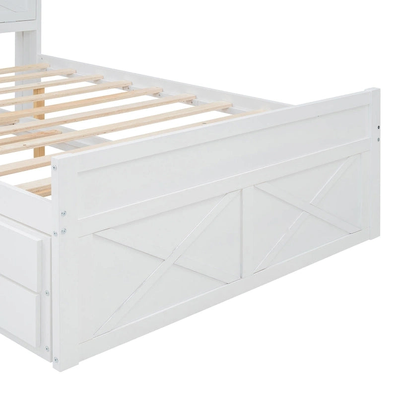 Lit en bois avec tiroirs de rangement, lit gigogne et trois tiroirs de rangement